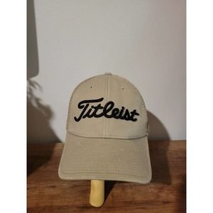 Titleist FootJoy FJ Pro V1 New Era Mesh Hat Cap Golf Beige Small Medium